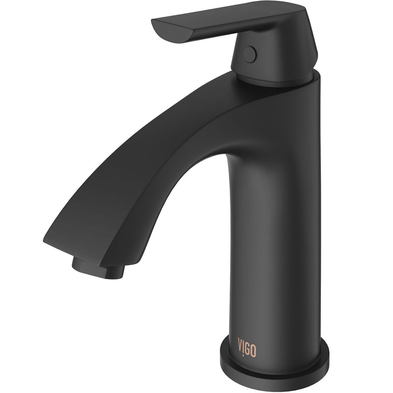 Penela Single Handle Single Hole Bathroom Sink Faucet, Matte Black T4428