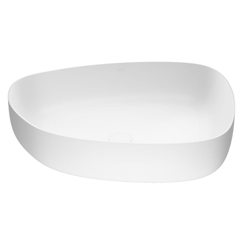 Peony Matte Stone Novelty Composite Vessel Bathroom Sink/Basin with Deep Bowl, White M0077
