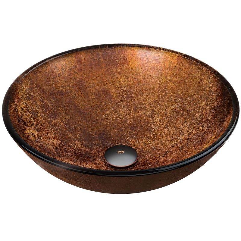 Round Glass Vessel Bathroom Sink/Basin with Deep Bowl, Russet Q3246
