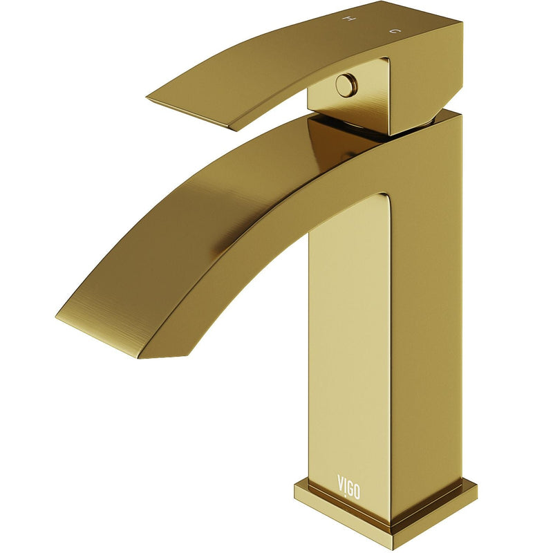 Satro Single Handle Single Hole Bathroom Sink Faucet, WaterSense Certified, Matte Gold F6082