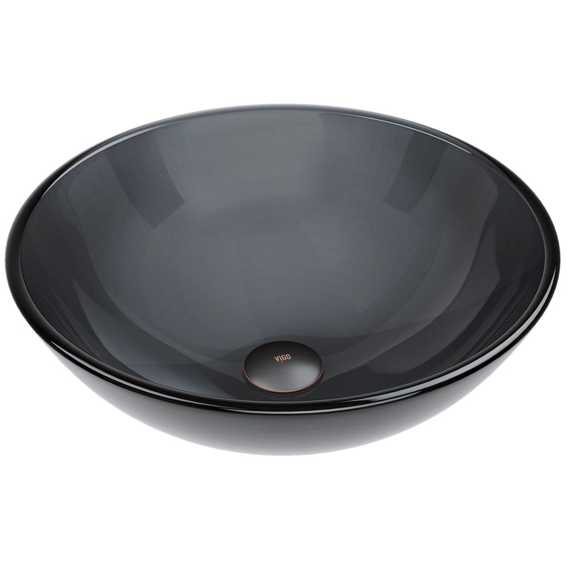 Sheer Glass Round Vessel Bathroom Sink/Basin with Deep Bowl, Black J0264