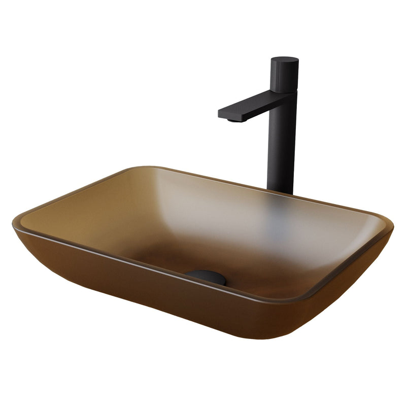 Sottile Amber Bathroom Sink/Basin Set with Gotham Faucet and Glass Vessel B1918