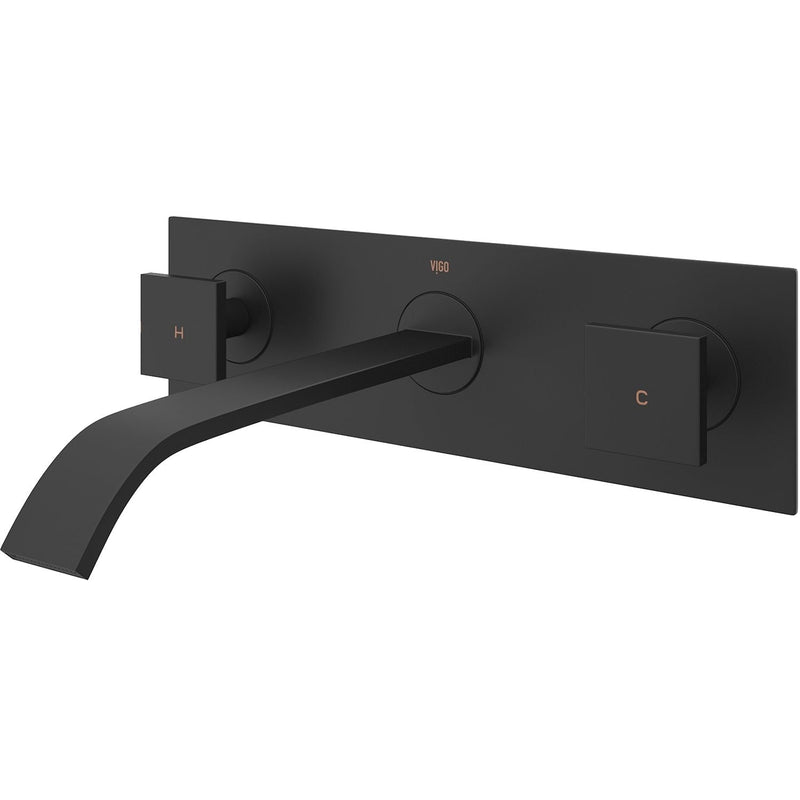 Titus Wall Mount Dual Handle Bathroom Sink Faucet, Eco-Friendly 1.2 GPM Flow Rate, Matte Black I2771