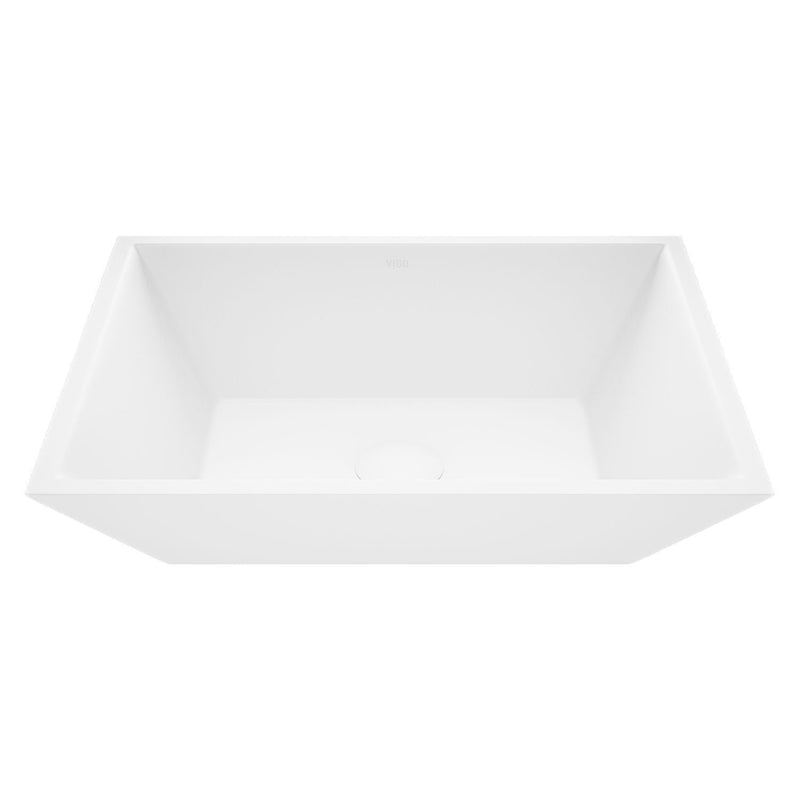 Vinca Matte Stone Vessel Bathroom Sink/Basin with Deep Bowl, White Q5611