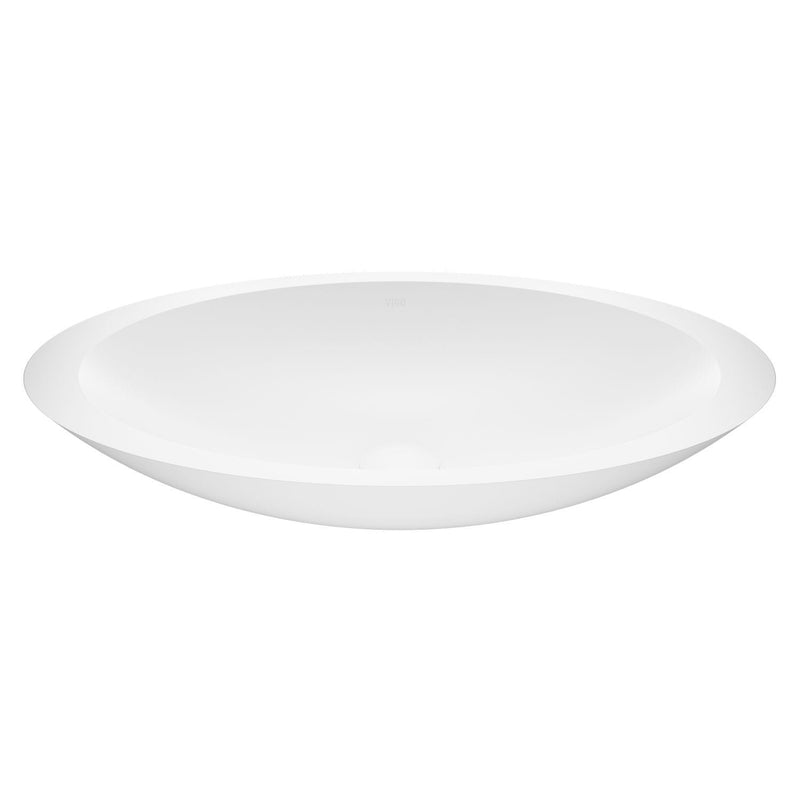 Wisteria Matte Stone Circular Vessel Bathroom Sink/Basin with Deep Bowl, White U7428