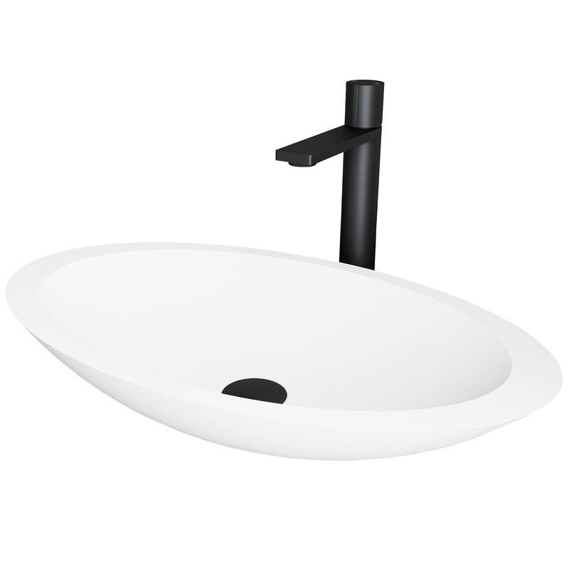 Wisteria White Bathroom Sink/Basin Set with Gotham Faucet and Oval Composite Vessel G8318