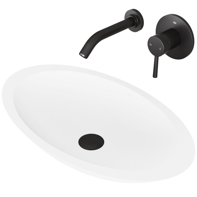 Wisteria White Bathroom Sink Set with Matte Black Olus Faucet X0459