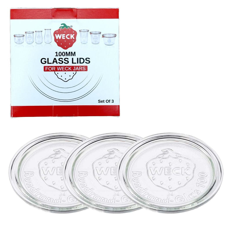 100mm Glass Lids for Jars, Dishwasher/Microwave-Safe, 3-pk N7094