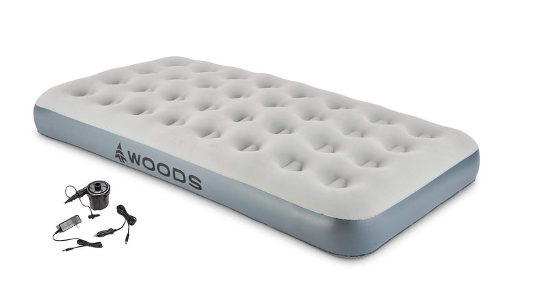 Twin Single-High Inflatable Air Mattress/Airbed, 2-in-1 Pump For AC/Car Outlet, Beige S8063