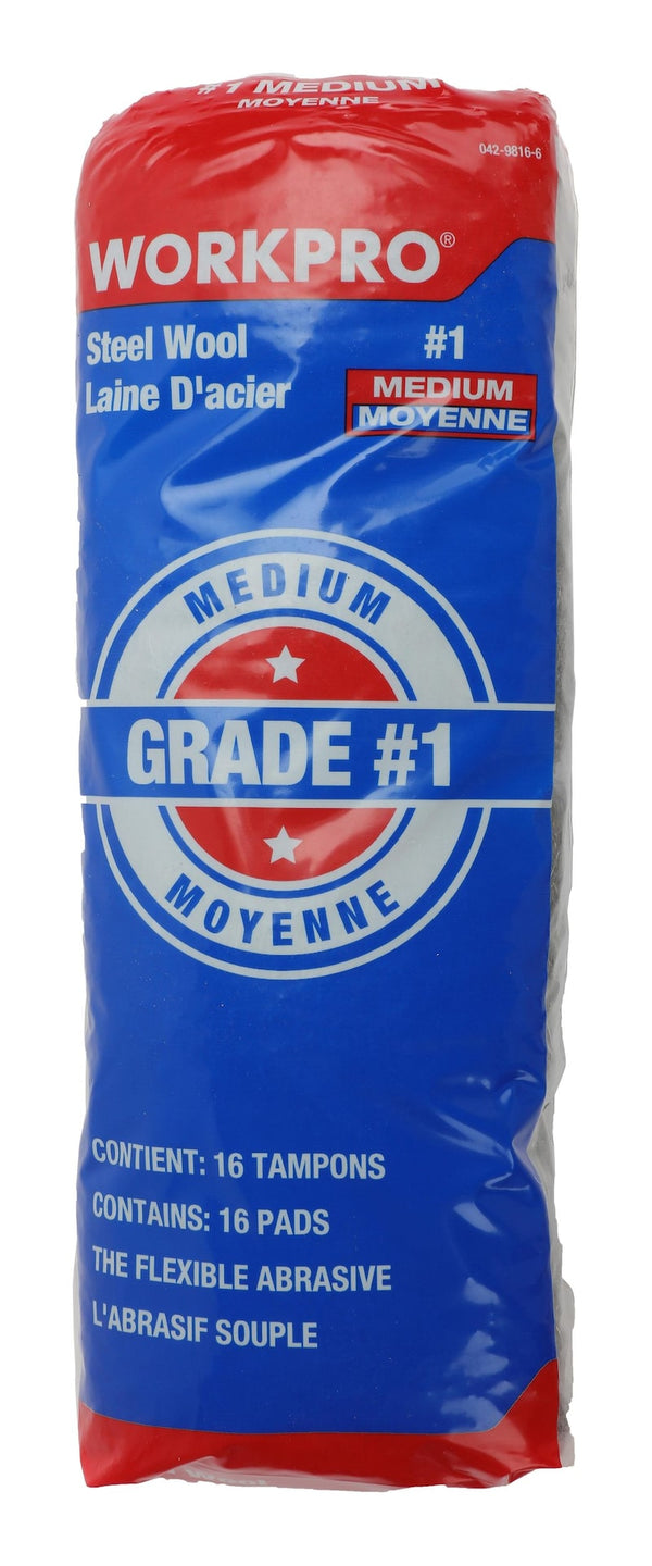 Steel Wool Pads, Surface Cleaning, Preparation & Rust-Removal, Medium Grade, 16-pk A1697