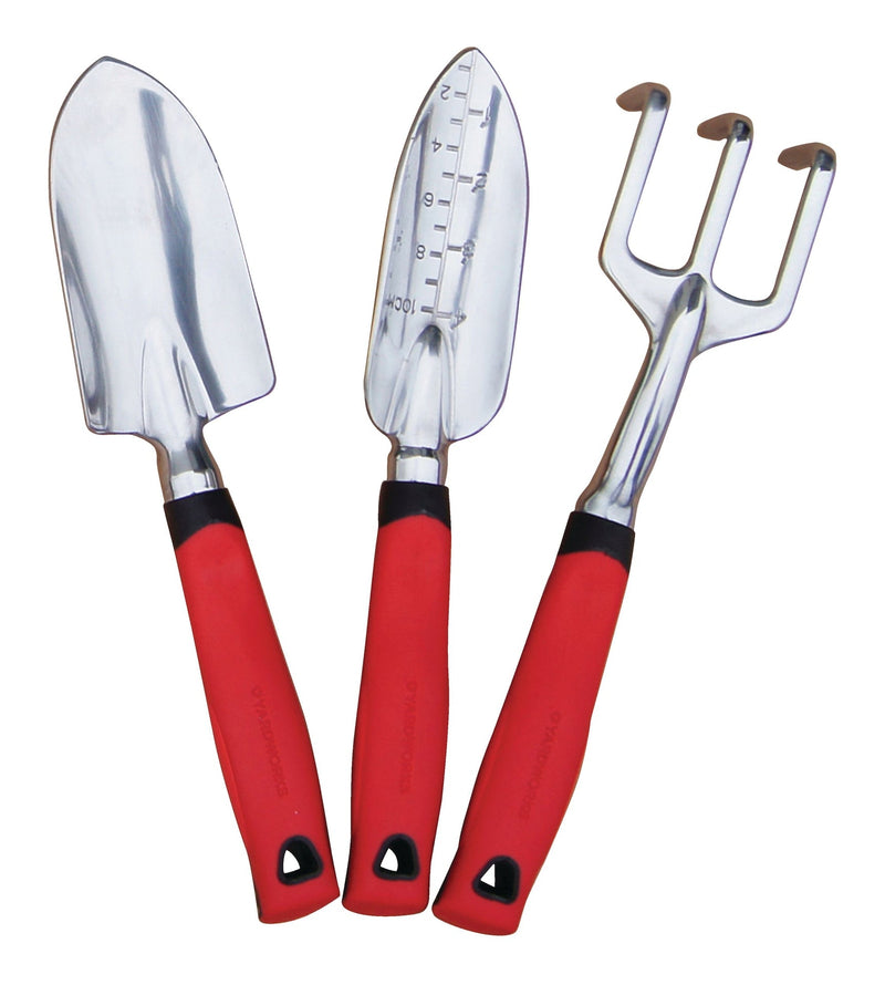Aluminium Garden Tool Set with Rubber Handles, Assorted Colours, 3-pc H9821