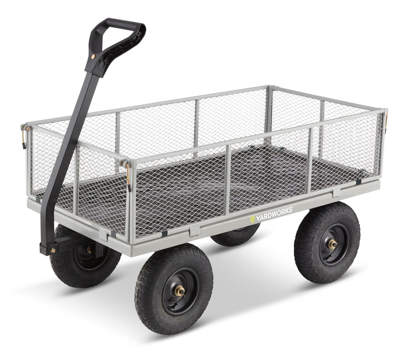 Steel Tray 4-Wheel Mesh Garden/Yard Cart with Removable Sides, 1200-lb J8821