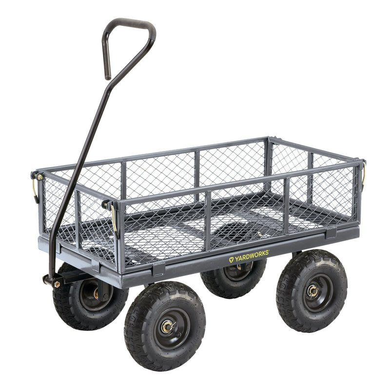 Steel Tray 4-Wheel Removable-Sides Mesh Yard/Garden Cart 600 lb E5332