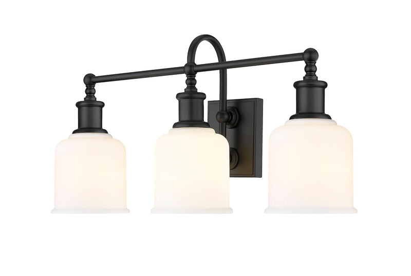 Bryant 3-Light Vanity Light, Black with Opal Shade L9493
