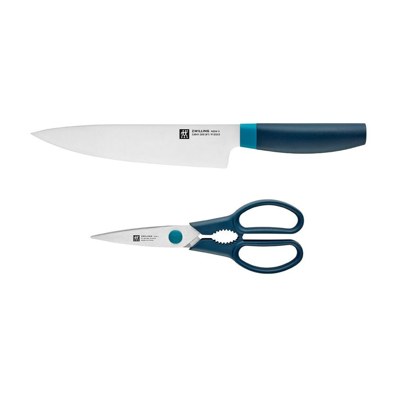 Now Multi-Purpose Stainless Steel Chef's Knife & Scissors/Shears Set, Blue, 2-pc E9524